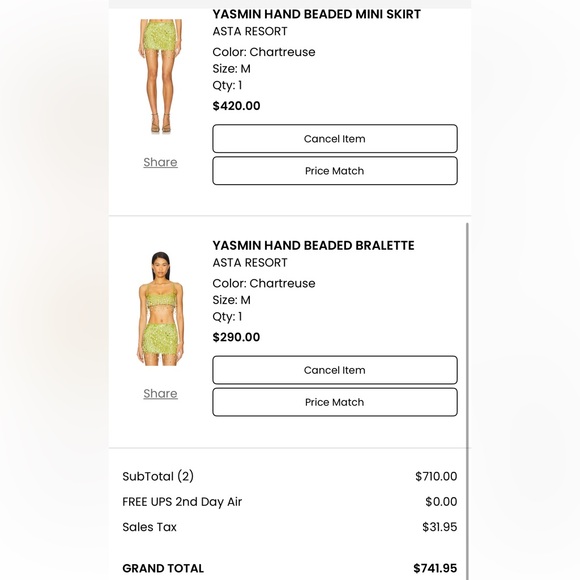 Yasmin Hand Beaded Mini SKIRT - Chartreuse - Picture 8 of 8